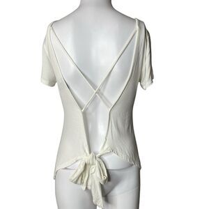 Day Trip Open Back Short Sleeve Top White Size XS